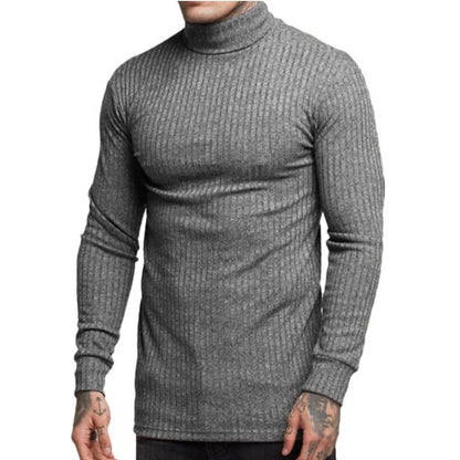 Casual Men's High Neck Solid Color Knitwear - Modernrush.us