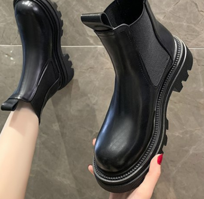 Women's Martin Short Boots - Thick-Soled British Style - Modernrush.us