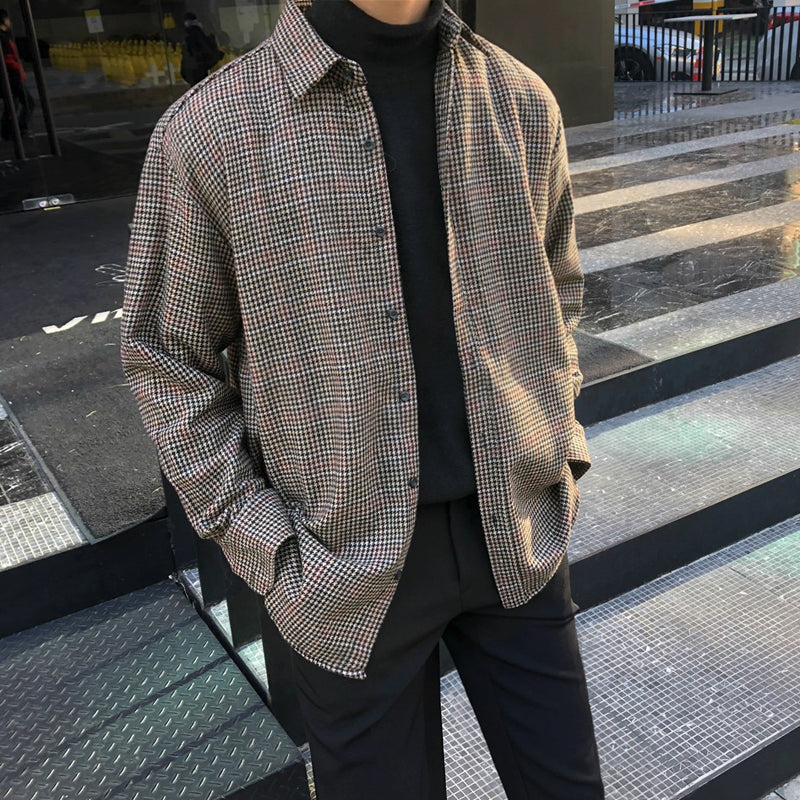 MRCYC Men's Autumn Long Sleeve Plaid Shirt Jacket