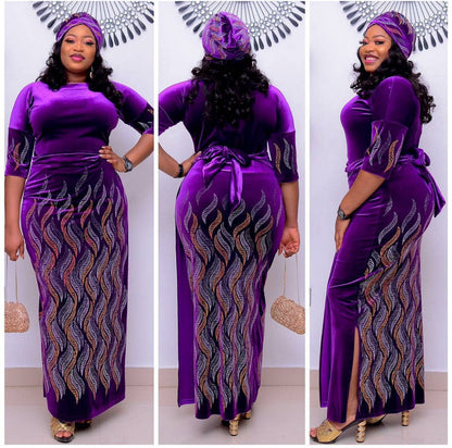 Plus Size African Print Maxi Dress with Side Slits