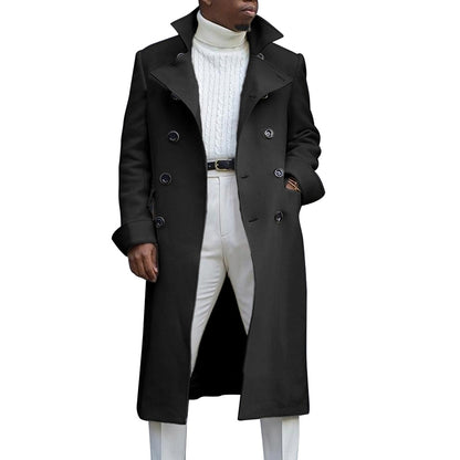 Men's Double Breasted Lapel Trench Coat for Autumn/Winter - Modernrush.us