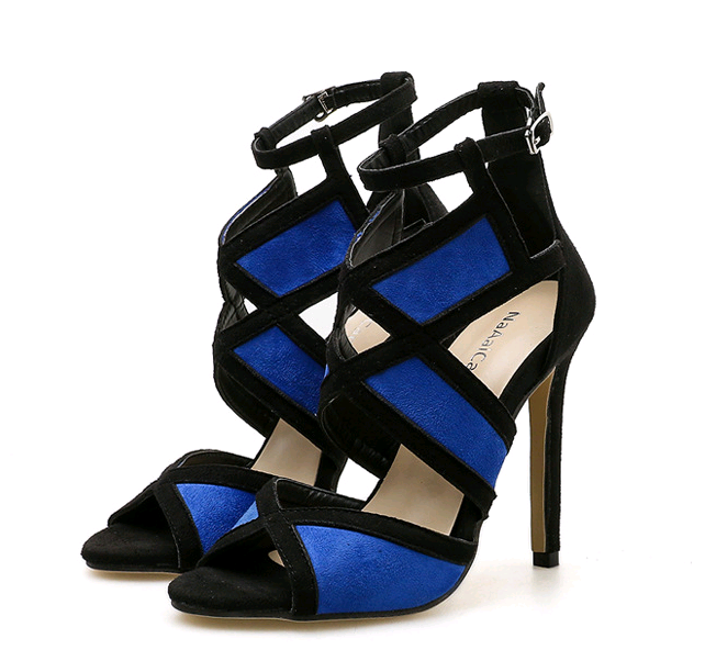 Women's Color-Block Peep-Toe High Heels Sandals