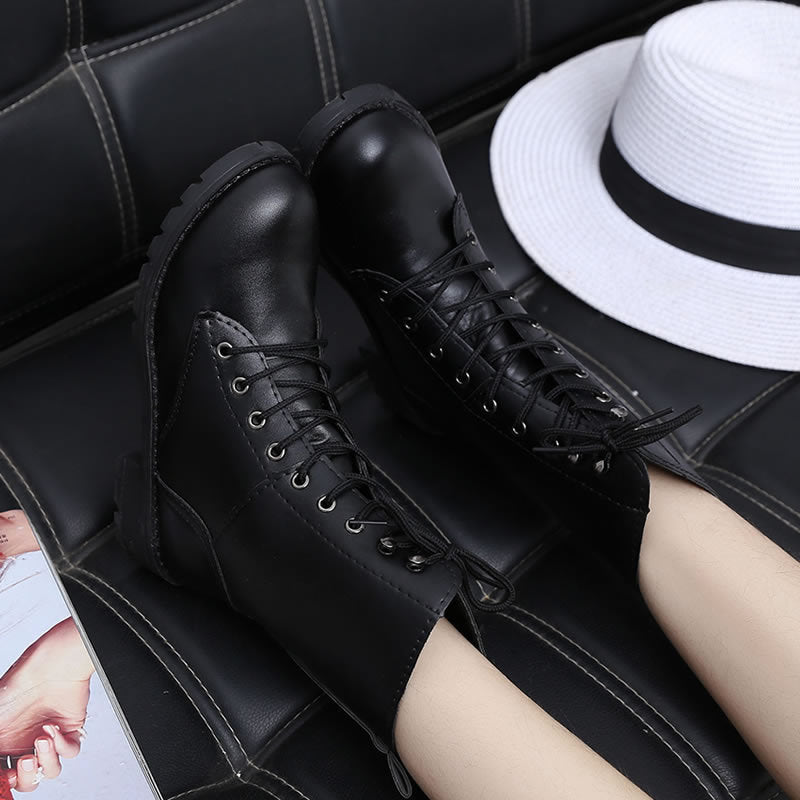 British Style Women's Martin Boots - Mid-Calf Leather