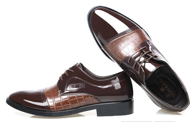 Men's Crocodile Pattern Pointed Leather Shoes