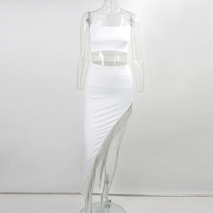 Women's Tassel Irregular Skirt Two-Piece Set