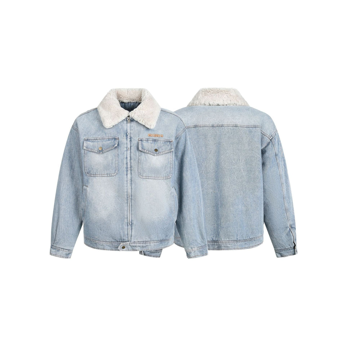 Giacca a jeans per uomo, color celeste con colletto bianco, regular