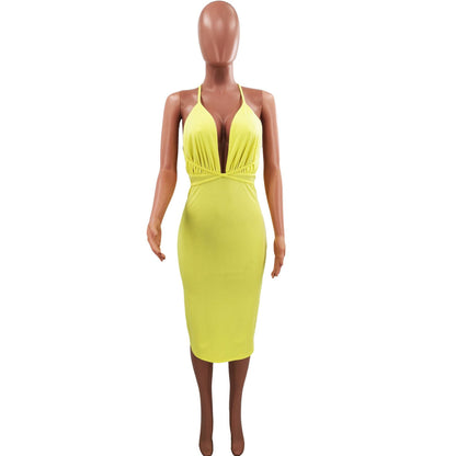 2019 Women's Deep V Backless Bodycon Dress - Modernrush.us