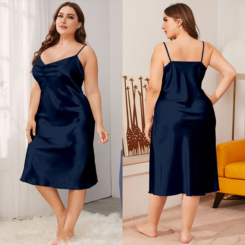 Plus Size Satin Cowl Neck Cami Nightdress for Comfort