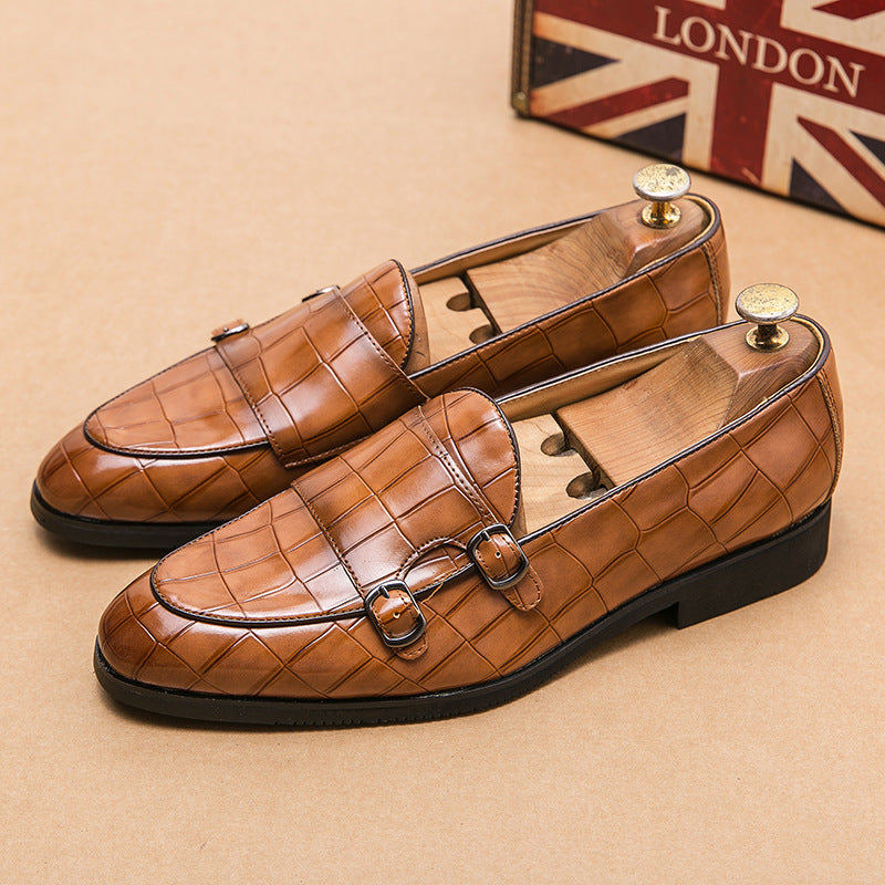 Men's Casual Leather Slip-On Shoes with Stone Pattern