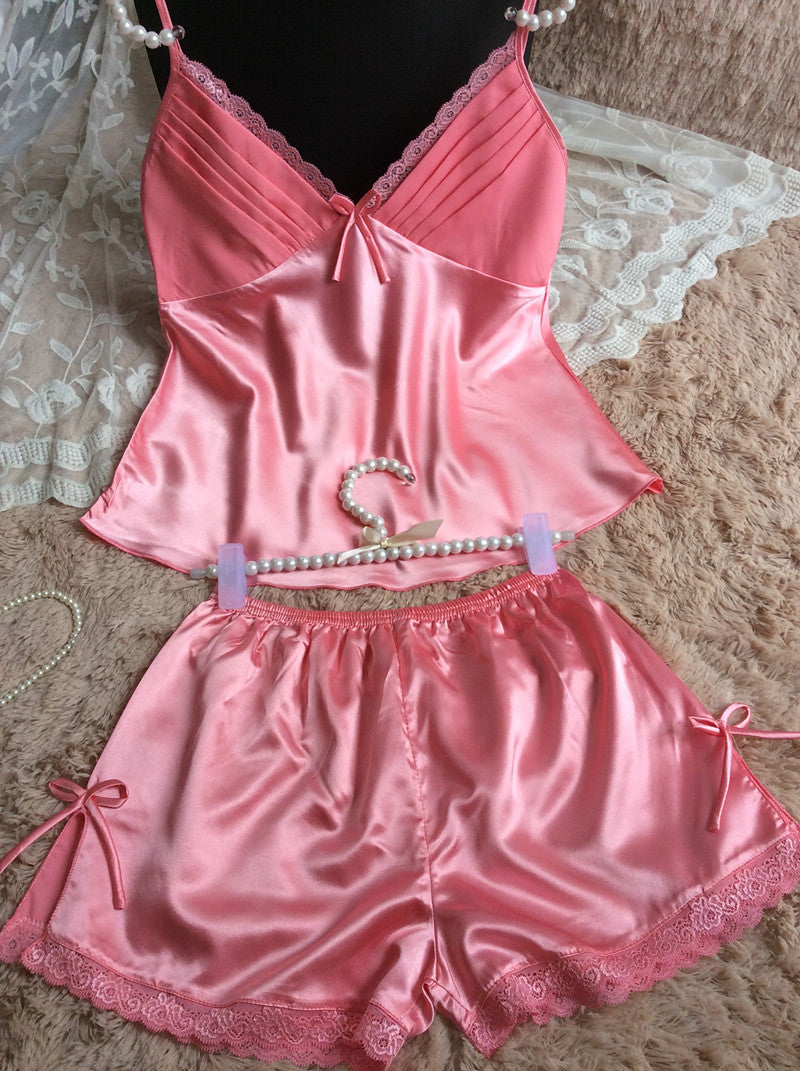 Women's Silk-Feel Cami Top and Shorts Pajama Set