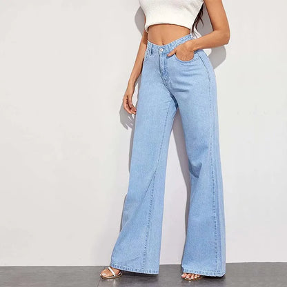 Women's High Waist Wide Leg Jeans Summer - Modernrush.us