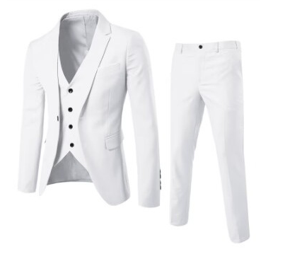 Men's Slim Fit Solid Color Business Suit Set (3 Pieces)
