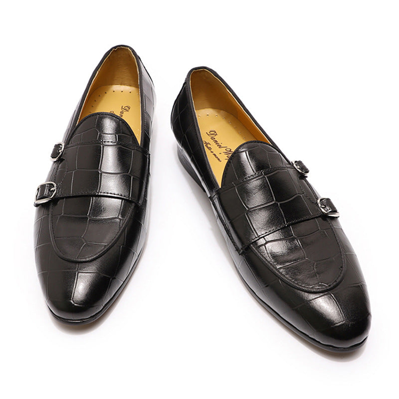 Men's Casual Leather Slip-On Shoes with Stone Pattern