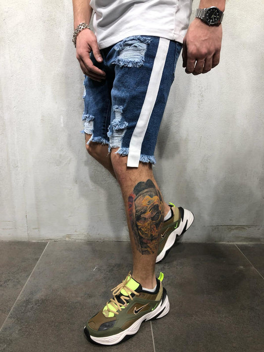 Men's Slim Fit Distressed Denim Shorts for Europe