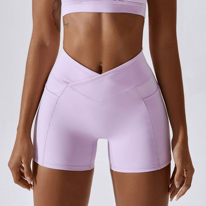 Women's Cross Waist Running Fitness Shorts - Modernrush.us