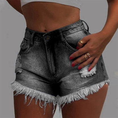 High-Waisted Ripped Denim Shorts for Women - Modernrush.us