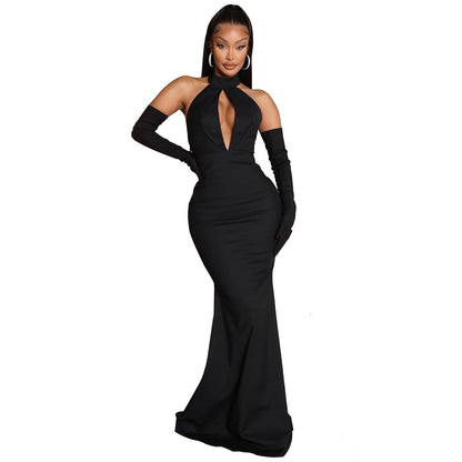 Backless Hollow-out Halter Dress for Women - Modernrush.us