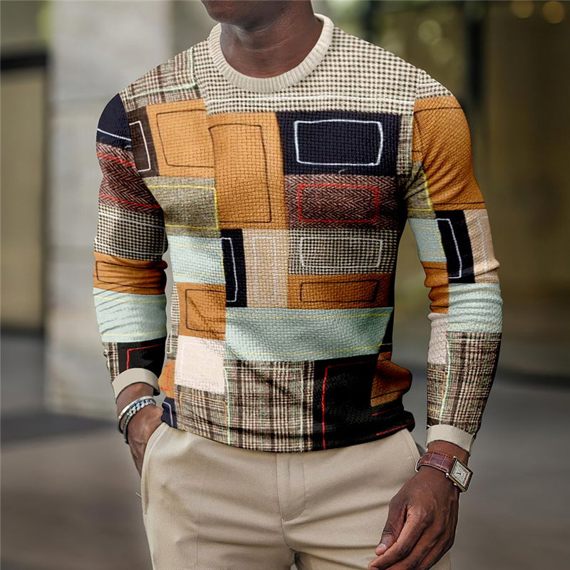 Men's Diamond Plaid Long Sleeve Shirt Sweater