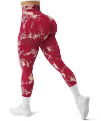High Waist Tie-Dye Seamless Peach Yoga Tights - Modernrush.us