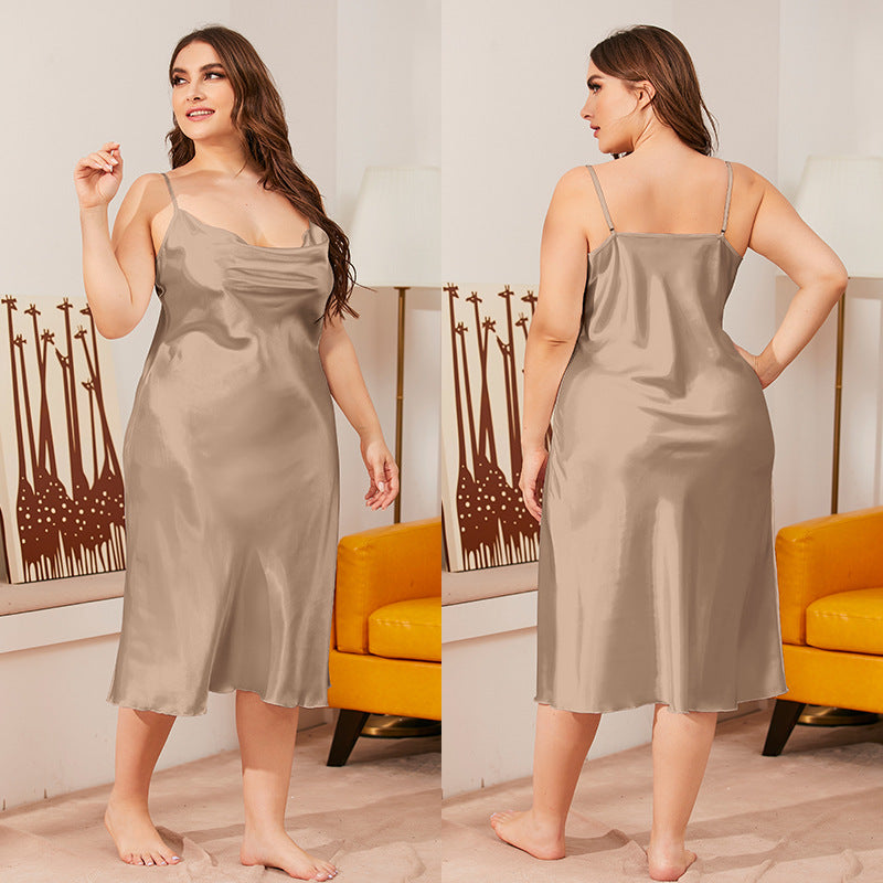 Plus Size Satin Cowl Neck Cami Nightdress for Comfort