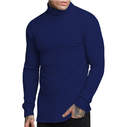 Casual Men's High Neck Solid Color Knitwear - Modernrush.us