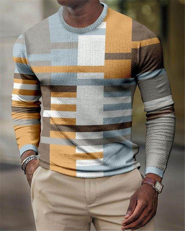 Men's Diamond Plaid Long Sleeve Shirt Sweater