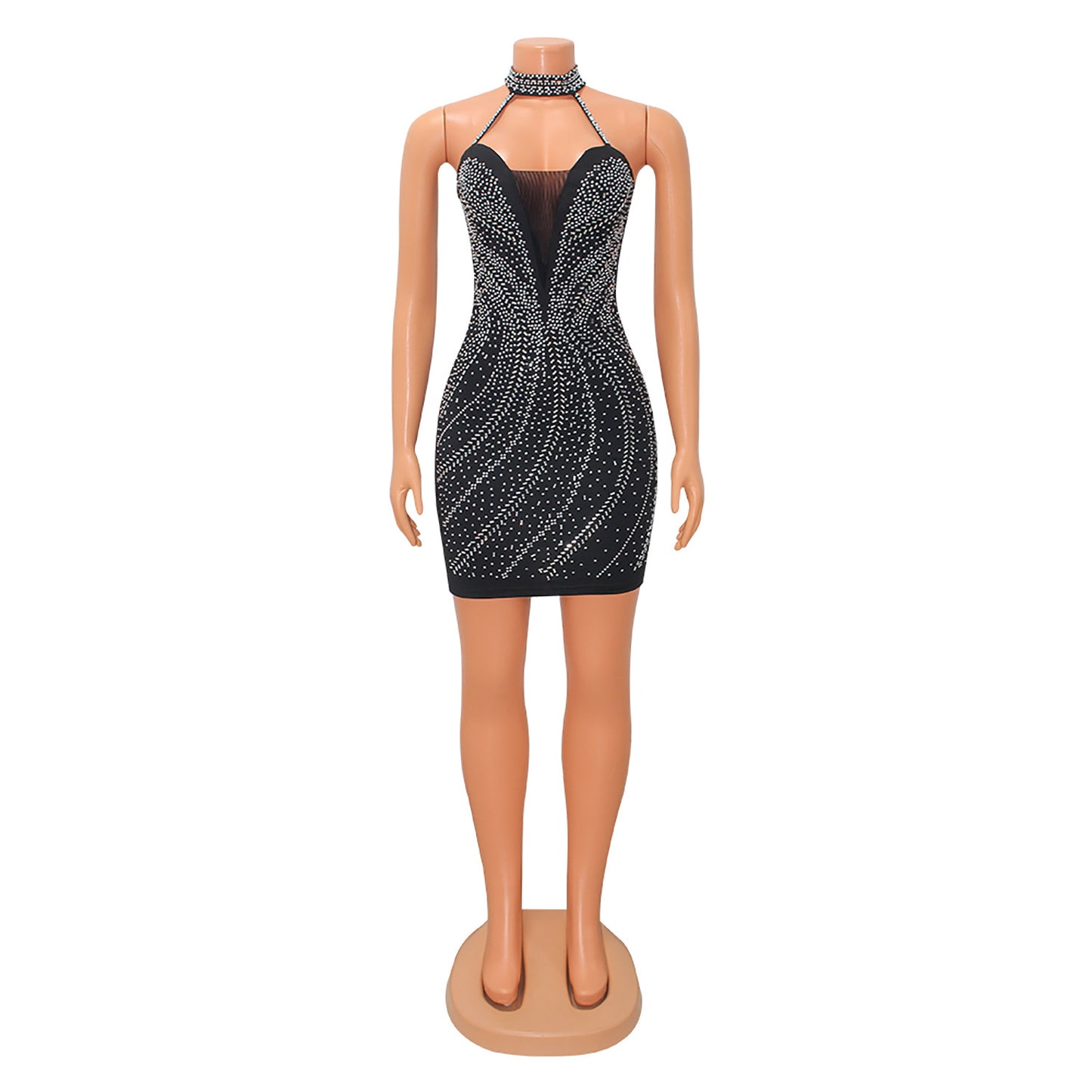 Nightclub Hot Drilling Short Skirt Dress for Girls