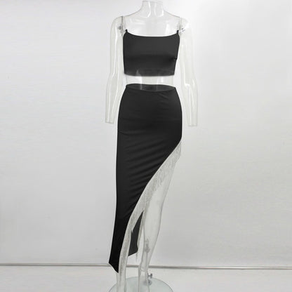 Women's Tassel Irregular Skirt Two-Piece Set