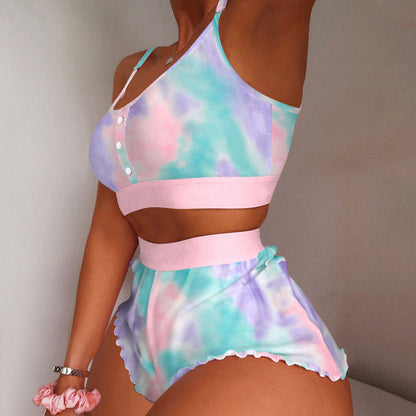 Heart Love Print Plus Size Summer Pajama Set for Women - Modernrush.us