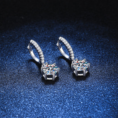 S925 Silver Earrings with Moissanite in Classic Design - Modernrush.us