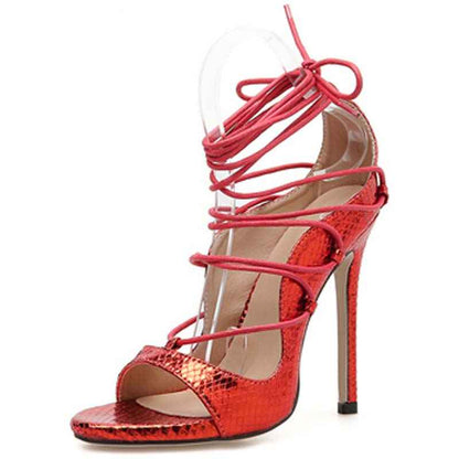 High Heel Cross Strap Roman Hollow Sandals for Women