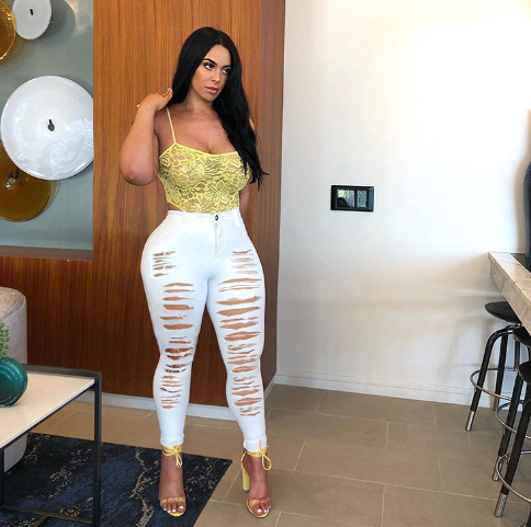 Curvy Skinny High Waist Destroyed Black Denim Jeans
