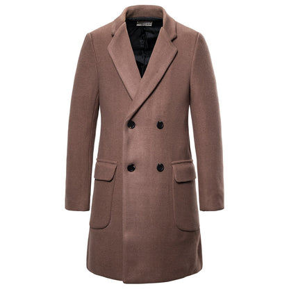 Men's Double-Breasted Wool Trench Coat - Modernrush.us