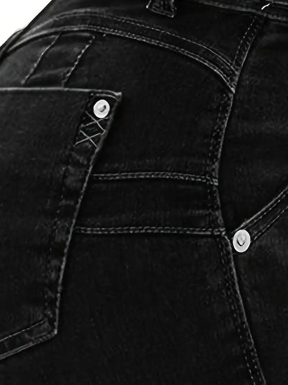 Belted Waist Tie Front Bow Knot Slim Fit Denim Shorts - Modernrush.us