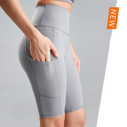 High Waist Peach Butt Yoga Shorts with Pockets - Modernrush.us