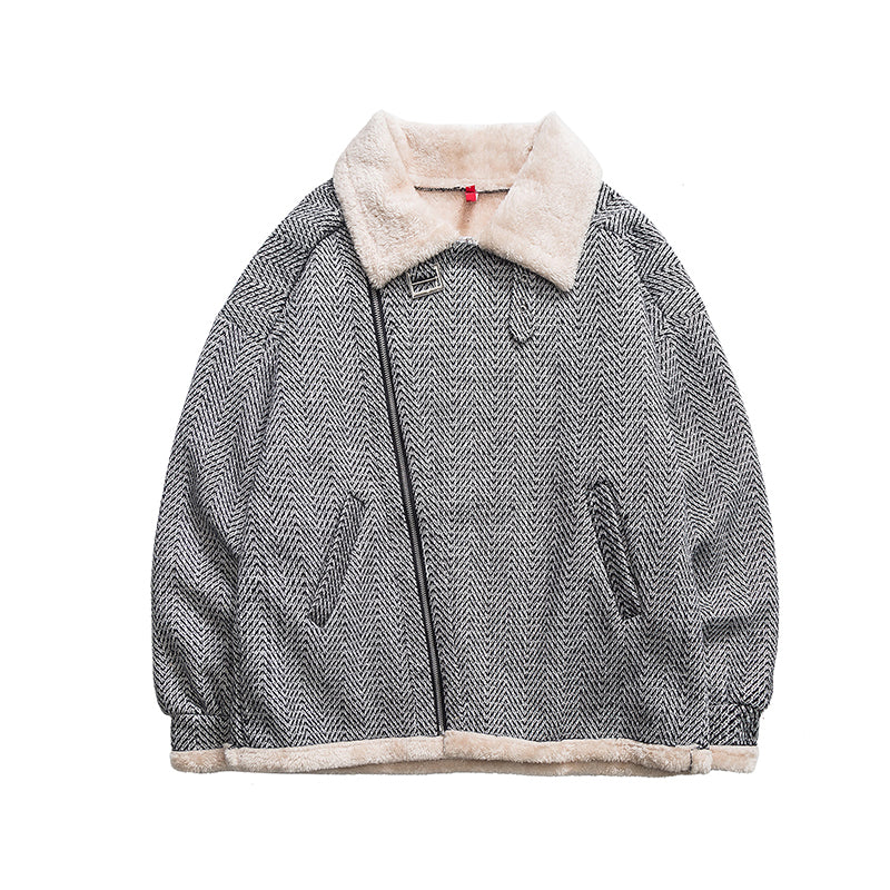 Men's Thick Wool Blend Jacket - Korean Style