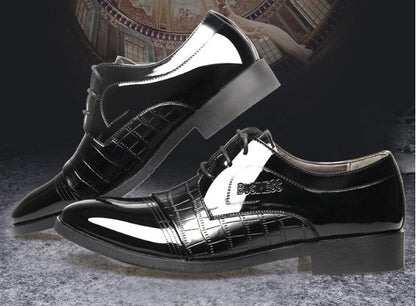 Men's Crocodile Pattern Pointed Leather Shoes - Modernrush.us
