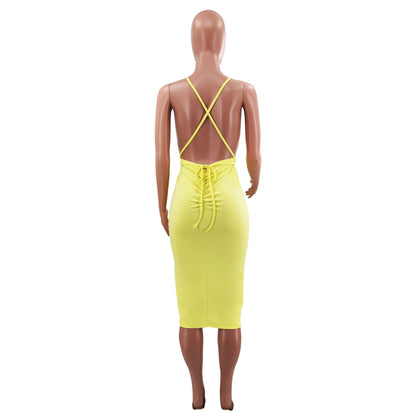 2019 Women's Deep V Backless Bodycon Dress - Modernrush.us