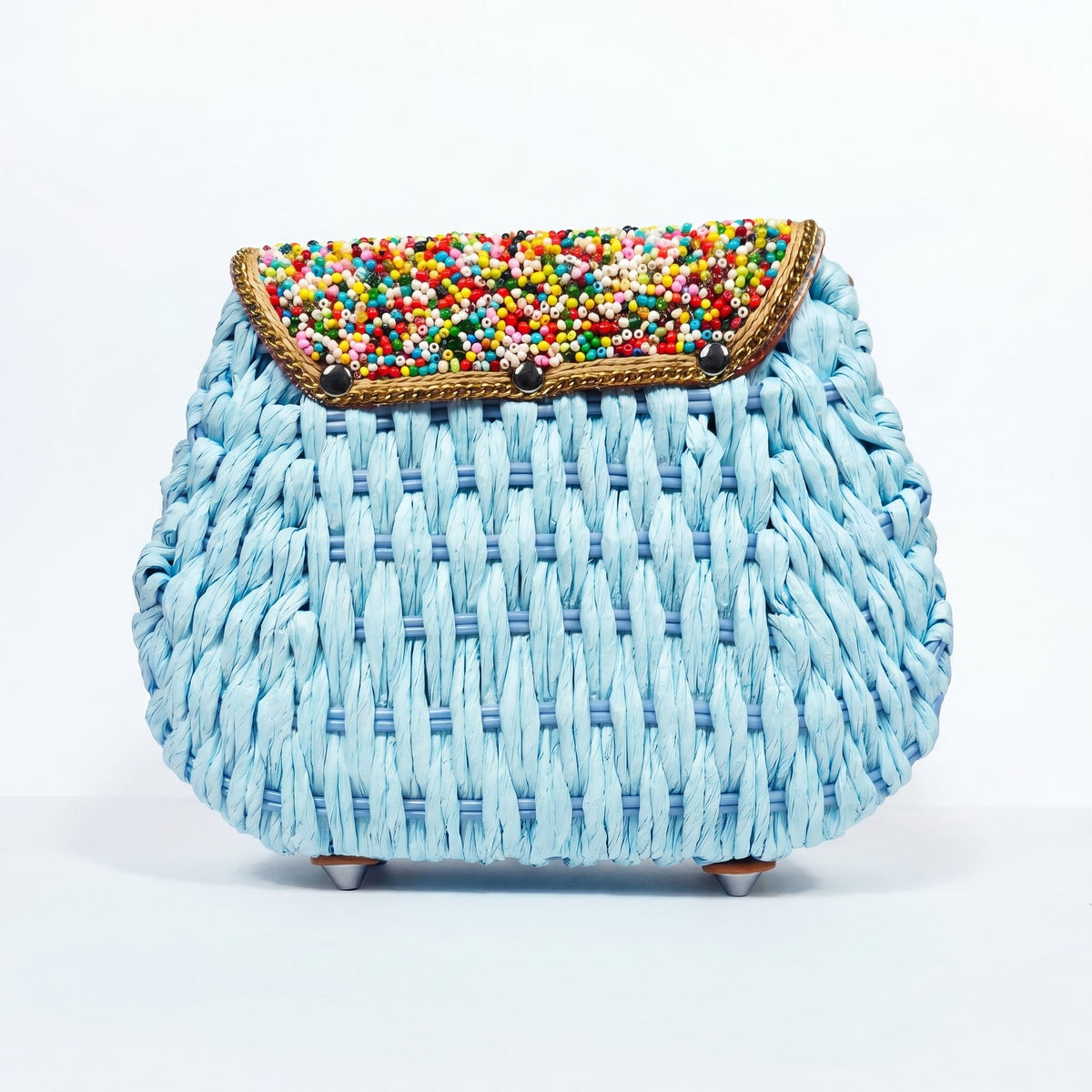 Borsa a Tracolla in Rafia Intrecciata