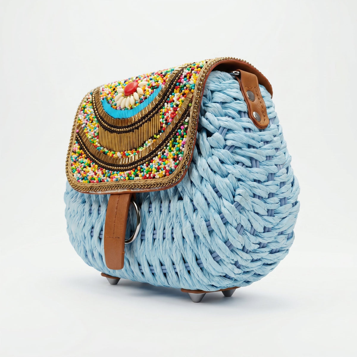 Borsa a Tracolla in Rafia Intrecciata