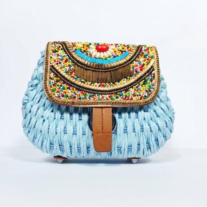 Borsa a Tracolla in Rafia Intrecciata