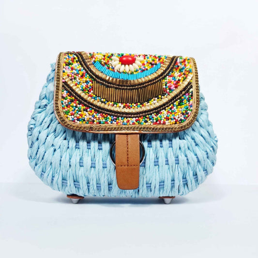 Borsa a Tracolla in Rafia Intrecciata