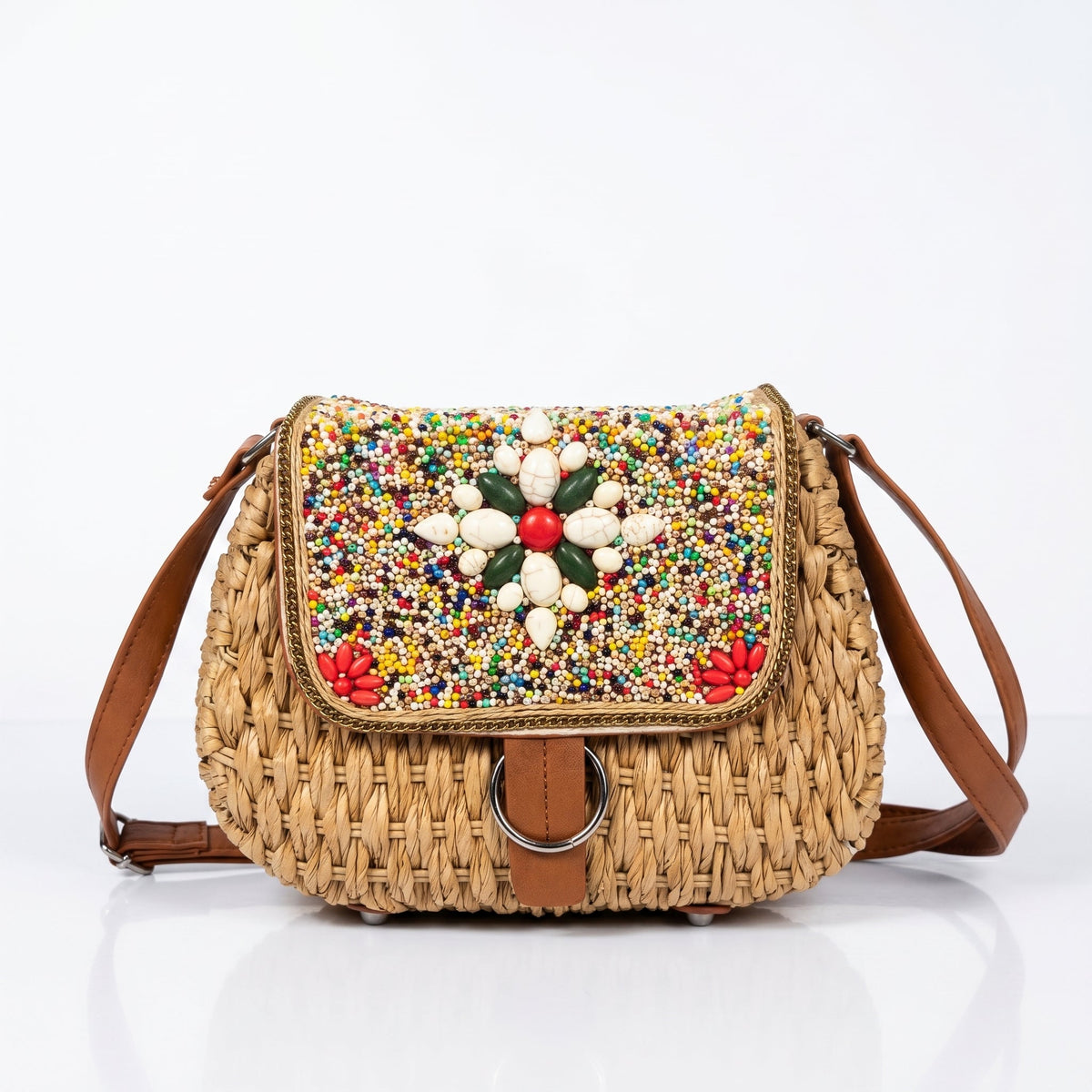 Borsa a Tracolla in Rafia Intrecciata