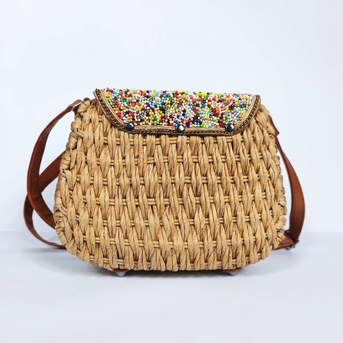 Borsa a Tracolla in Rafia Intrecciata
