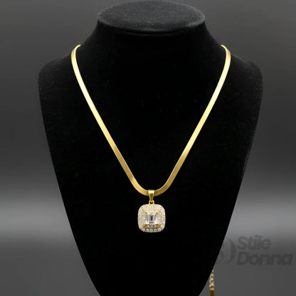 Collana Herringbone Oro con Iniziale