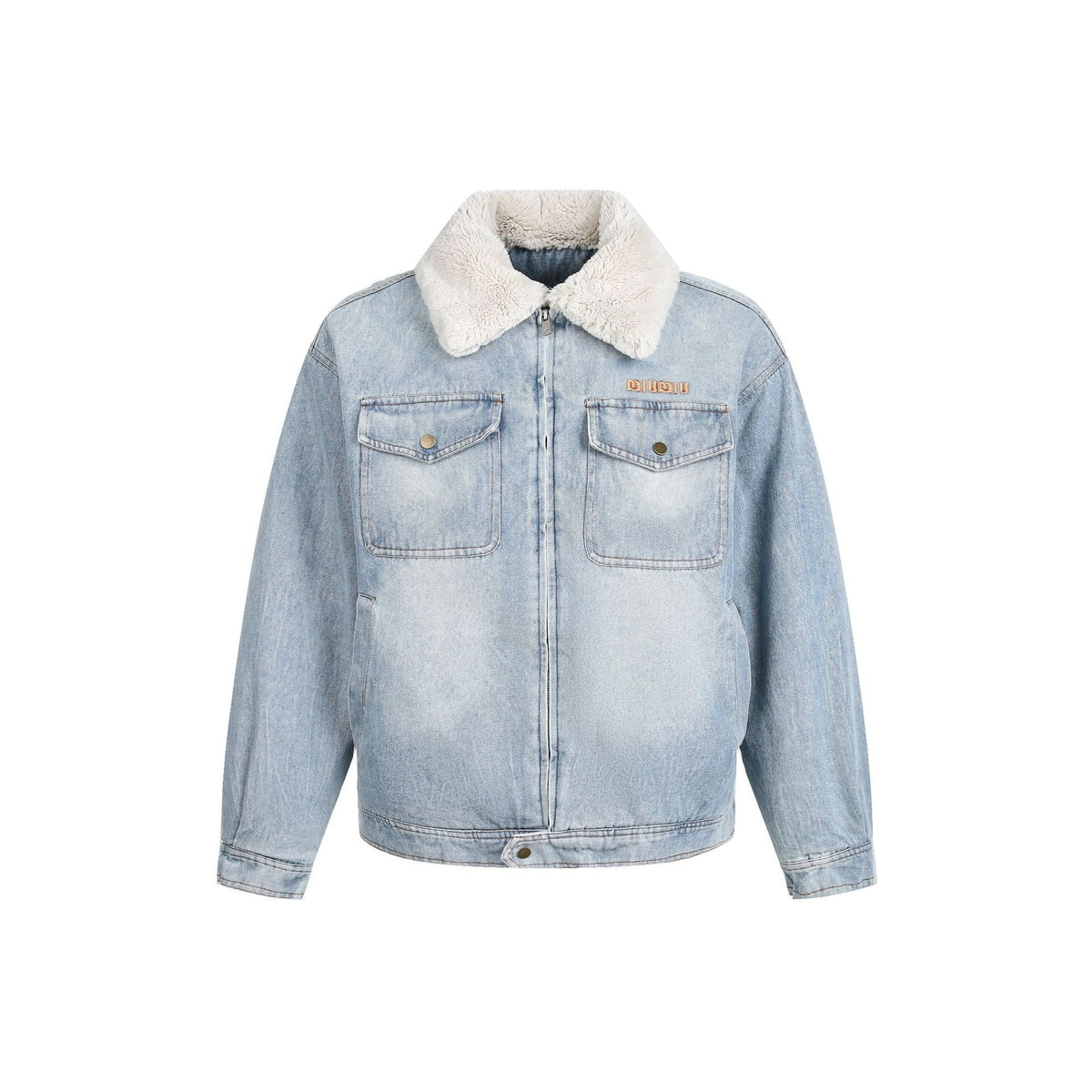Giacca a jeans per uomo, color celeste con colletto bianco, regular