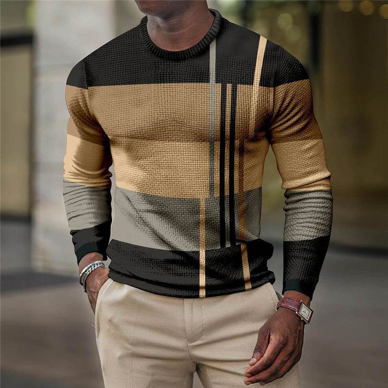 Men's Diamond Plaid Long Sleeve Shirt Sweater