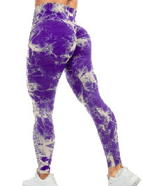 High Waist Tie-Dye Seamless Peach Yoga Tights - Modernrush.us