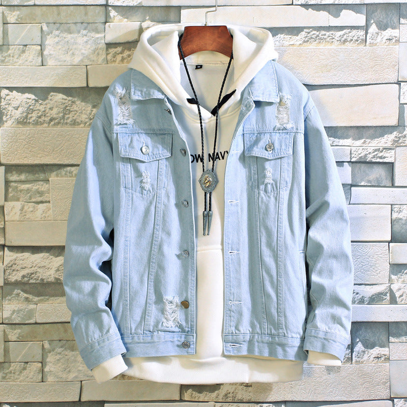 Men's Loose Denim Jacket - Korean Style Casual Wear