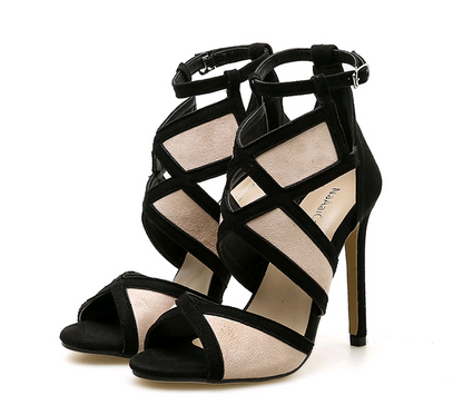 Women's Color-Block Peep-Toe High Heels Sandals